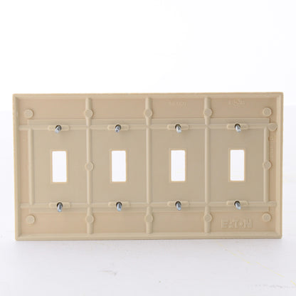 Eaton 2154V Ivory 4-Gang Toggle Switch Plastic Standard Wallplate Cover Plate