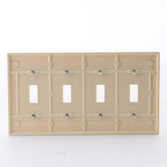 Eaton 2154V Ivory 4-Gang Toggle Switch Plastic Standard Wallplate Cover Plate