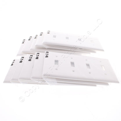 Eaton 2154W White 4-Gang Toggle Switch Plastic Standard Wallplate Covers 10-pack