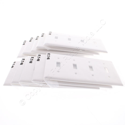 Eaton 2154W White 4-Gang Toggle Switch Plastic Standard Wallplate Covers 10-pack