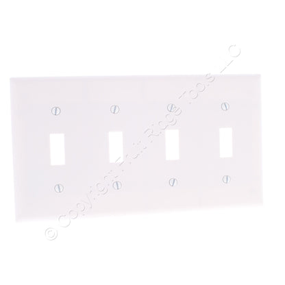 Eaton 2154W White 4-Gang Toggle Switch Plastic Standard Wallplate Covers 10-pack