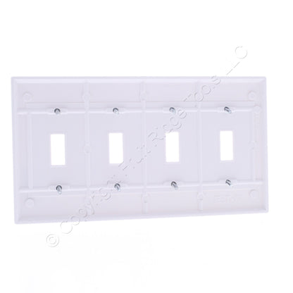 Eaton 2154W White 4-Gang Toggle Switch Plastic Standard Wallplate Covers 10-pack