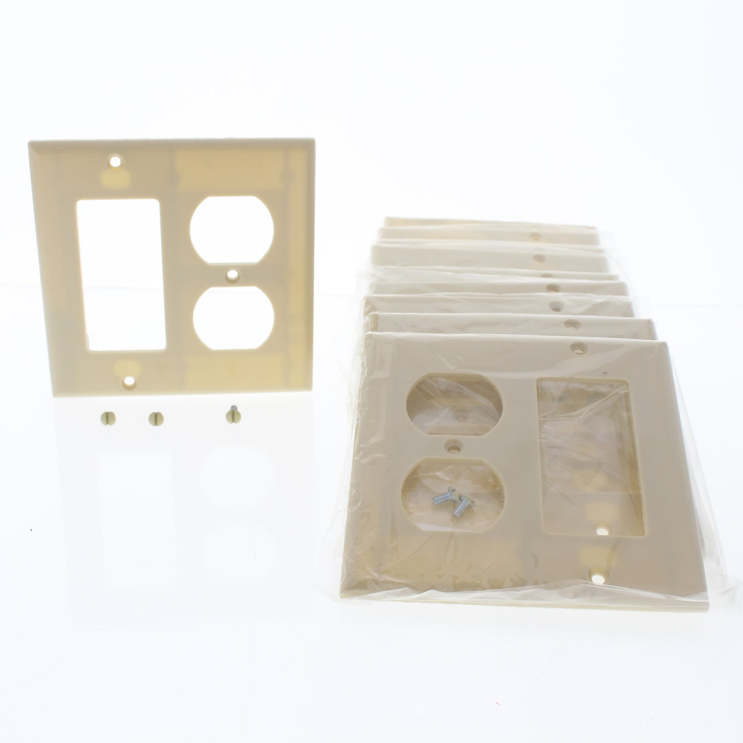 Eaton 2157V Ivory 2-Gang Duplex Decorator Plastic Standard Wallplate Cover 10pcs