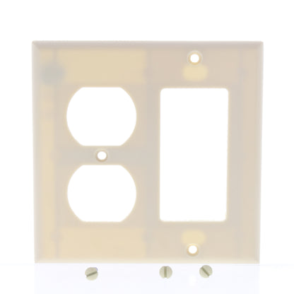 Eaton 2157V Ivory 2-Gang Duplex Decorator Plastic Standard Wallplate Cover 10pcs