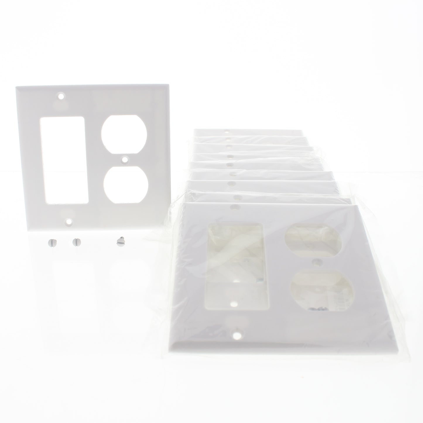 Eaton 2157W White 2-Gang Duplex Decorator Plastic Standard Wallplate Cover 10pcs