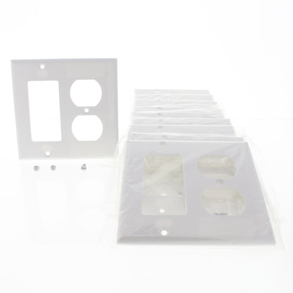 Eaton 2157W White 2-Gang Duplex Decorator Plastic Standard Wallplate Cover 10pcs