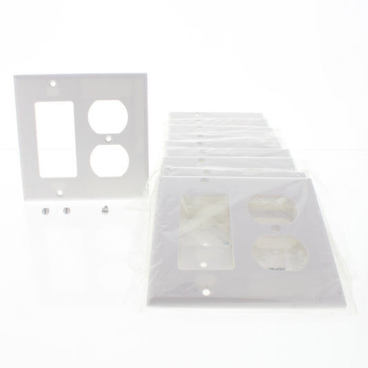 Eaton 2157W White 2-Gang Duplex Decorator Plastic Standard Wallplate Cover 10pcs