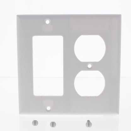 Eaton 2157W White 2-Gang Duplex Decorator Plastic Standard Wallplate Cover 10pcs