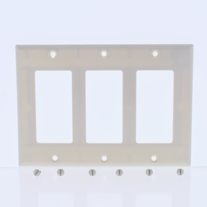Eaton 2163LA Light Almond 3-Gang Standard GFCI Decorator Plastic Wallplate Cover