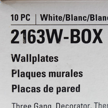 Eaton 2163W White 3-Gang Decorator Rocker GFCI Thermoset Wallplate Covers 10pcs