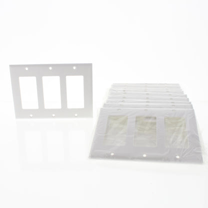 Eaton 2163W White 3-Gang Decorator Rocker GFCI Thermoset Wallplate Covers 10pcs