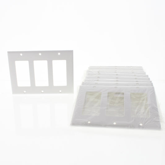 Eaton 2163W White 3-Gang Decorator Rocker GFCI Thermoset Wallplate Covers 10pcs