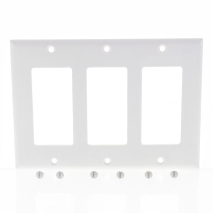 Eaton 2163W White 3-Gang Decorator Rocker GFCI Thermoset Wallplate Covers 10pcs