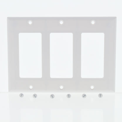 Eaton 2163W White 3-Gang Decorator GFCI GFI Plastic Standard Wallplate Cover