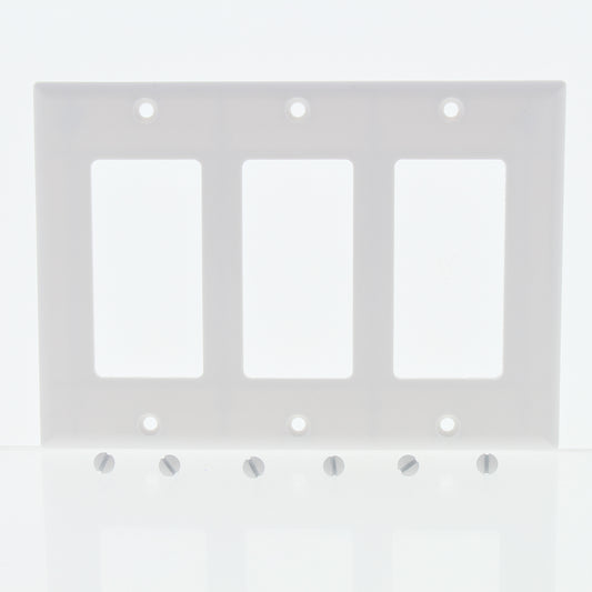 Eaton 2163W White 3-Gang Decorator GFCI GFI Plastic Standard Wallplate Cover