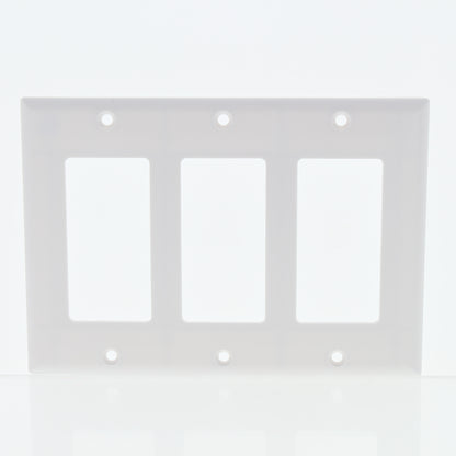 Eaton 2163W White 3-Gang Decorator GFCI GFI Plastic Standard Wallplate Cover