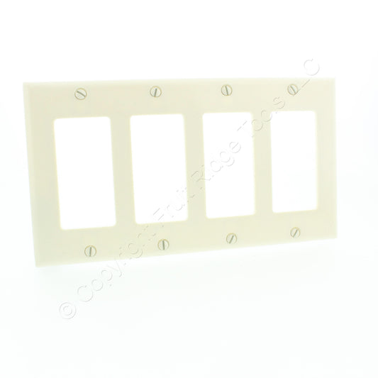 Eaton 2164A Almond 4-Gang Decorator GFCI GFI Plastic Standard Wallplate Cover