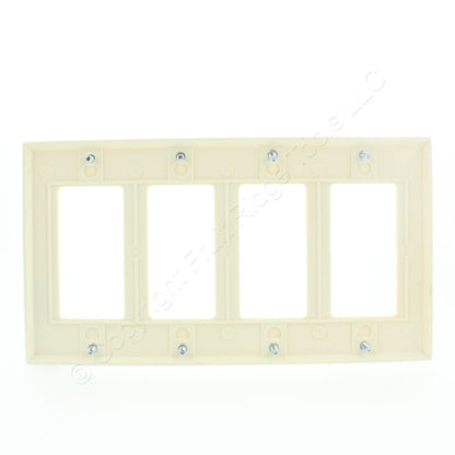 Eaton 2164A Almond 4-Gang Decorator GFCI GFI Plastic Standard Wallplate Cover