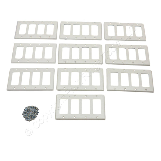 Eaton 2164LA Lt Almond 4-Gang Decorator Plastic Standard Wallplate Cover 10pcs
