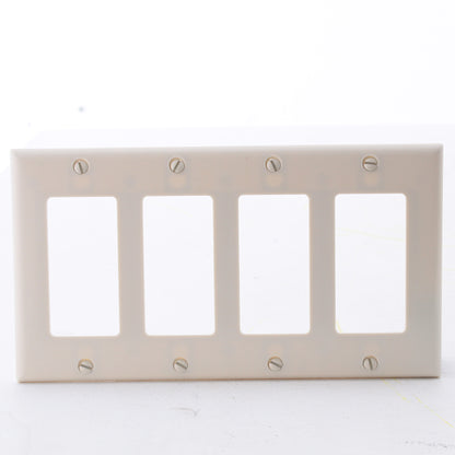 Eaton 2164LA Light Almond 4-Gang Decorator GFCI Plastic Standard Wallplate Cover