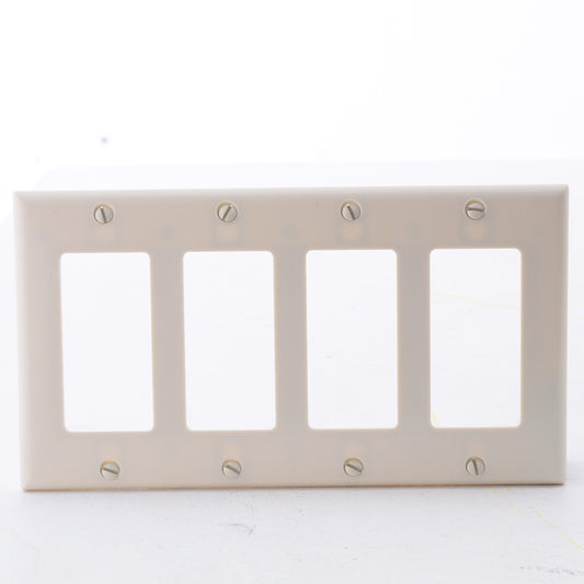 Eaton 2164LA Light Almond 4-Gang Decorator GFCI Plastic Standard Wallplate Cover