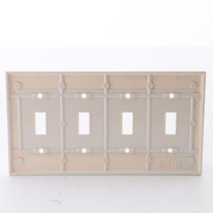 Eaton 2164V Ivory 4-Gang Decorator GFCI GFI Plastic Standard Wallplate Cover