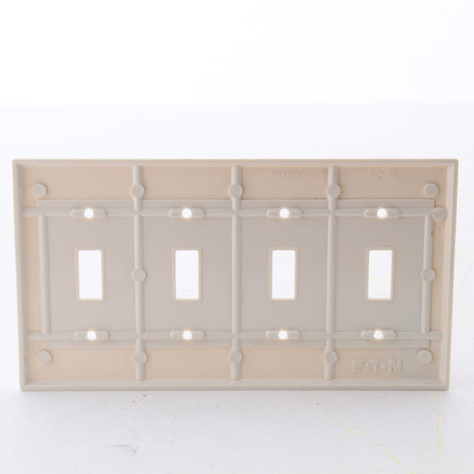 Eaton 2164V Ivory 4-Gang Decorator GFCI GFI Plastic Standard Wallplate Cover