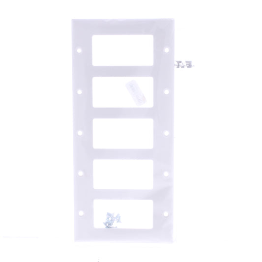 Eaton White Standard Decorator 5-Gang Thermoset Wallplate GFCI GFI Cover 2165W
