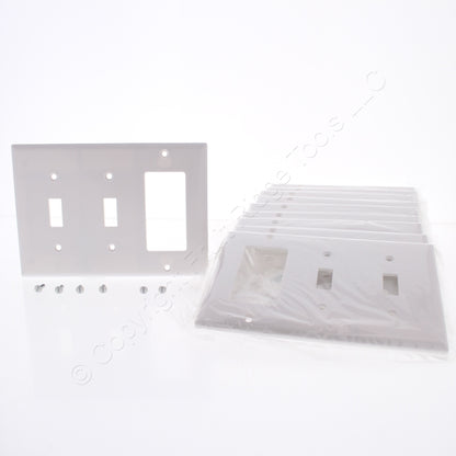 Eaton 2173W White 3-Gang Toggle Decorator Plastic Standard Wallplate Cover 10pcs