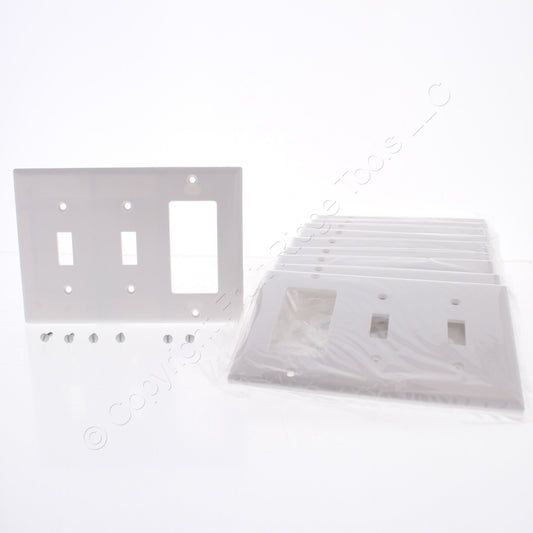 Eaton 2173W White 3-Gang Toggle Decorator Plastic Standard Wallplate Cover 10pcs