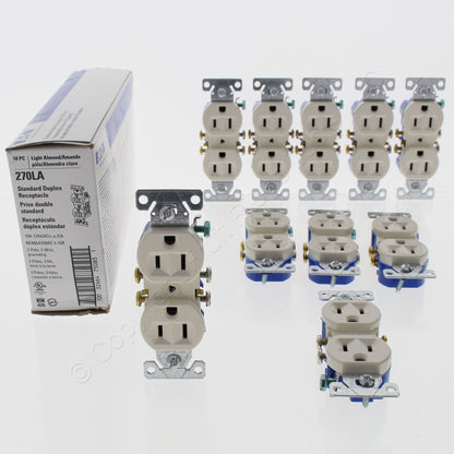 10 Eaton Light Almond Wall Outlet Duplex Receptacle Nema 5-15R 15A 125V 270LA