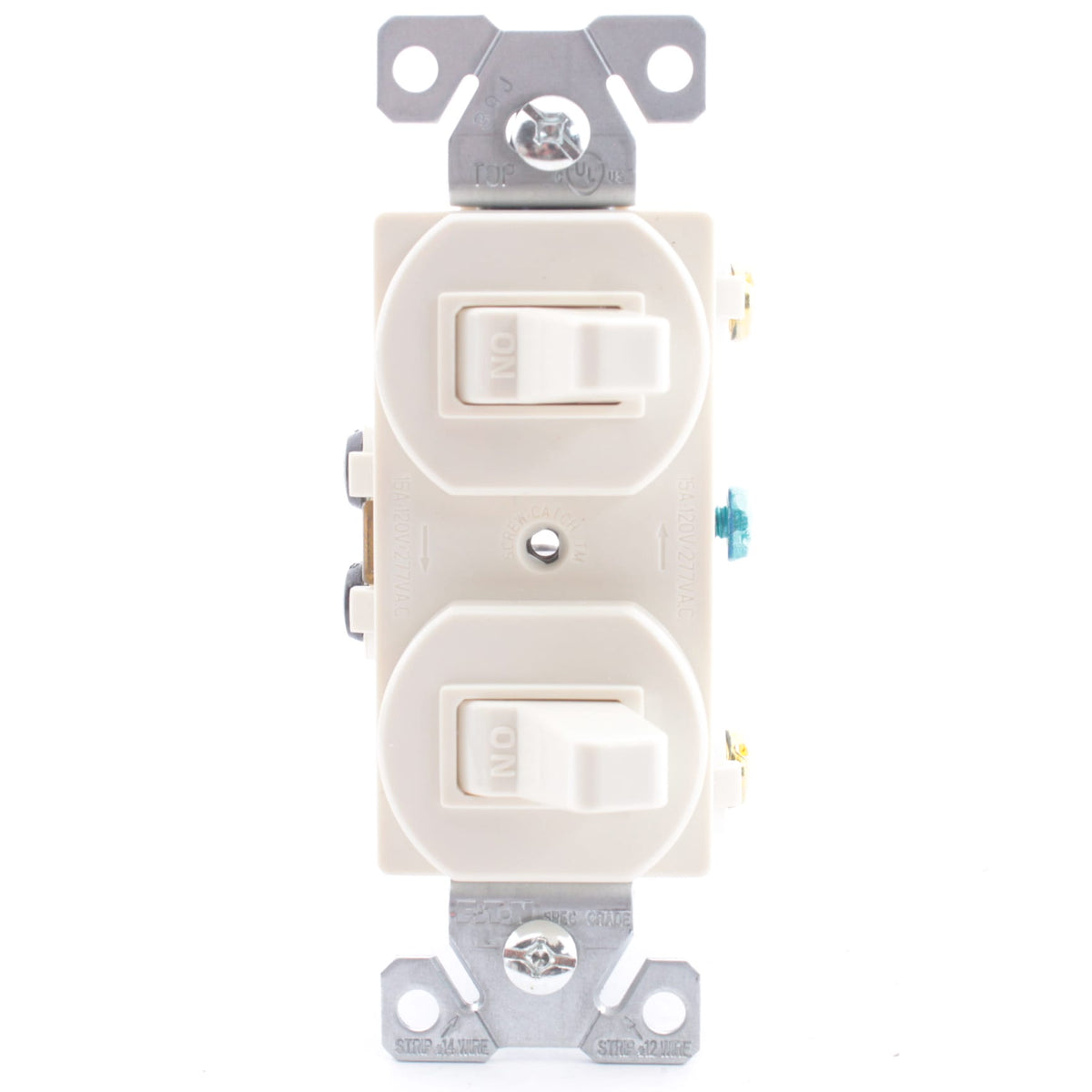 Eaton 271LA Light Almond Single Pole Double Wall 15A Light Switch Duplex Toggle