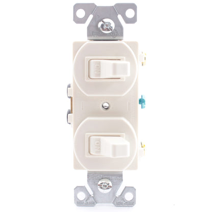 Eaton 271LA Light Almond Single Pole Double Wall 15A Light Switch Duplex Toggle