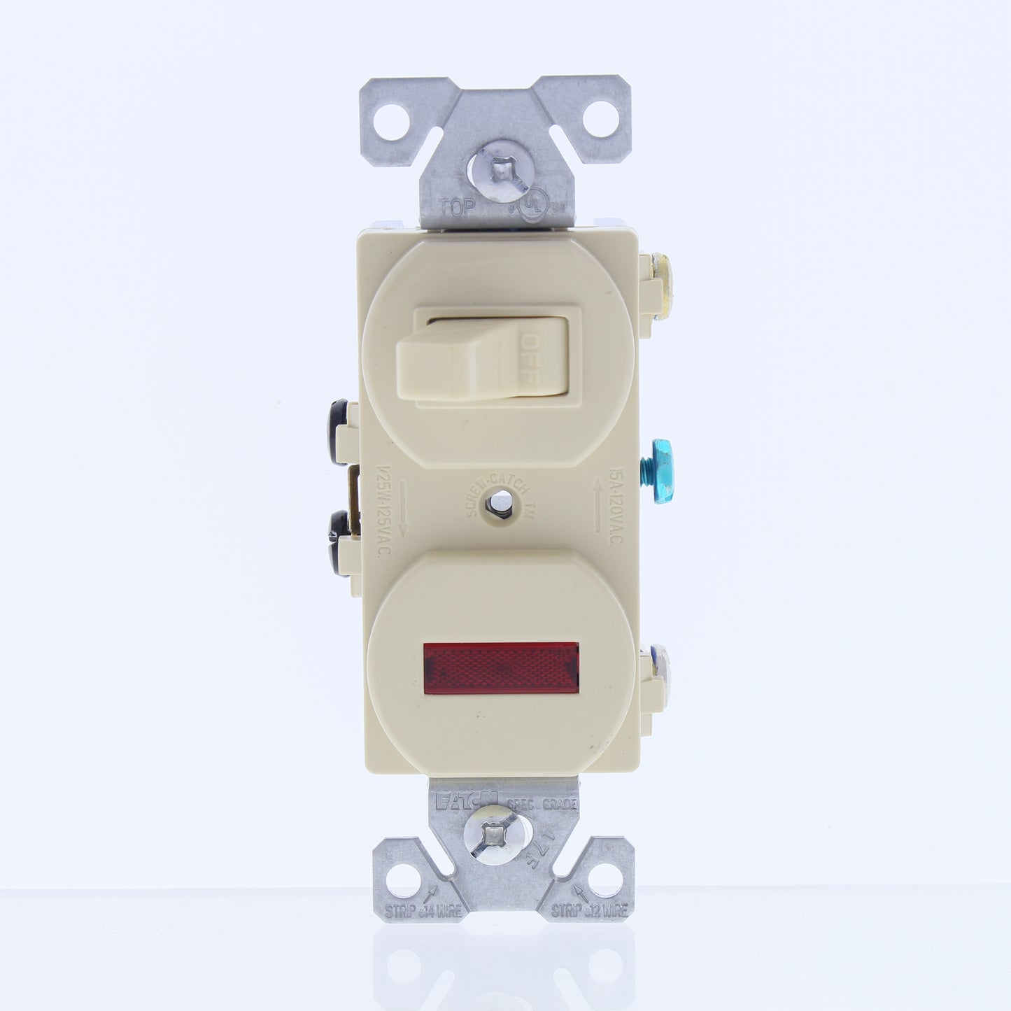 Eaton #277V Ivory Pilot Light Toggle Wall Switch Single Pole 15A 120V Boxed