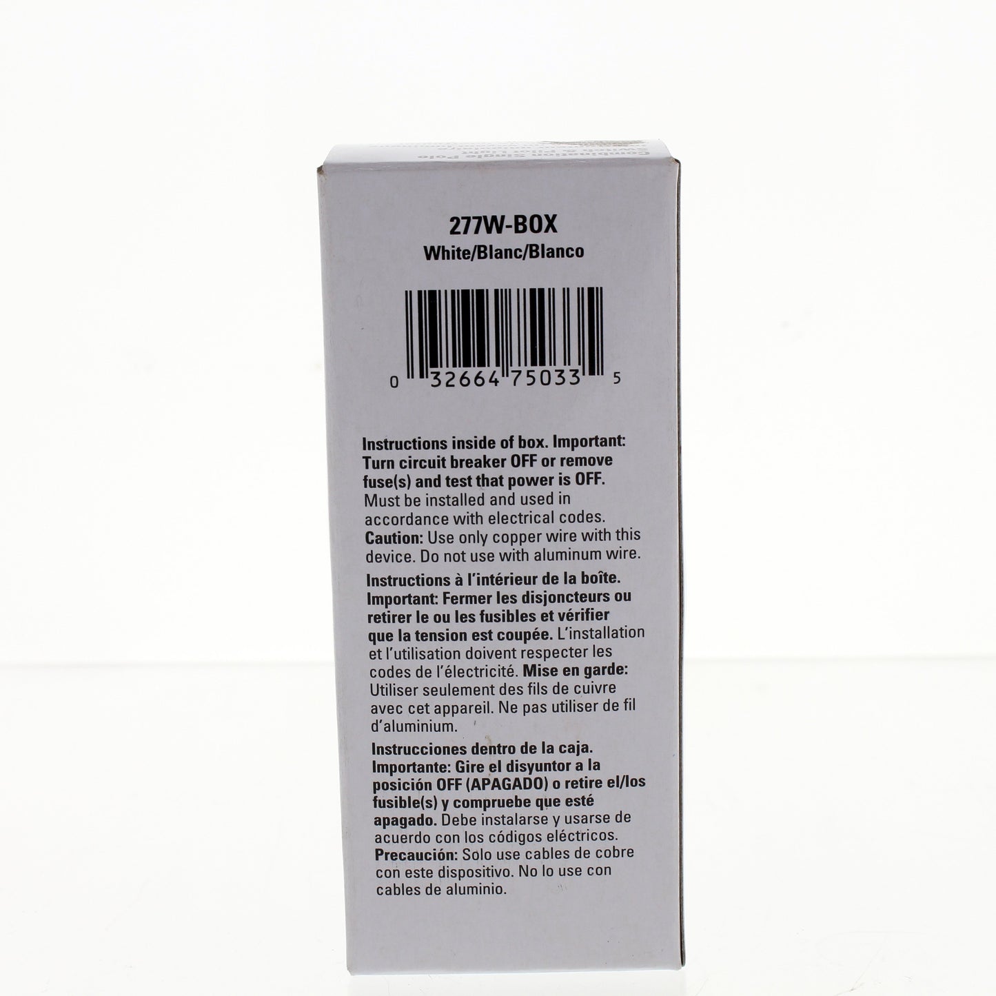 Eaton #277W White Pilot Light Toggle Wall Switch Single Pole 15A 120V Boxed