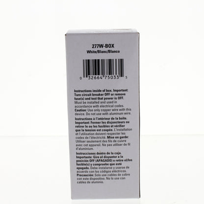 Eaton #277W White Pilot Light Toggle Wall Switch Single Pole 15A 120V Boxed