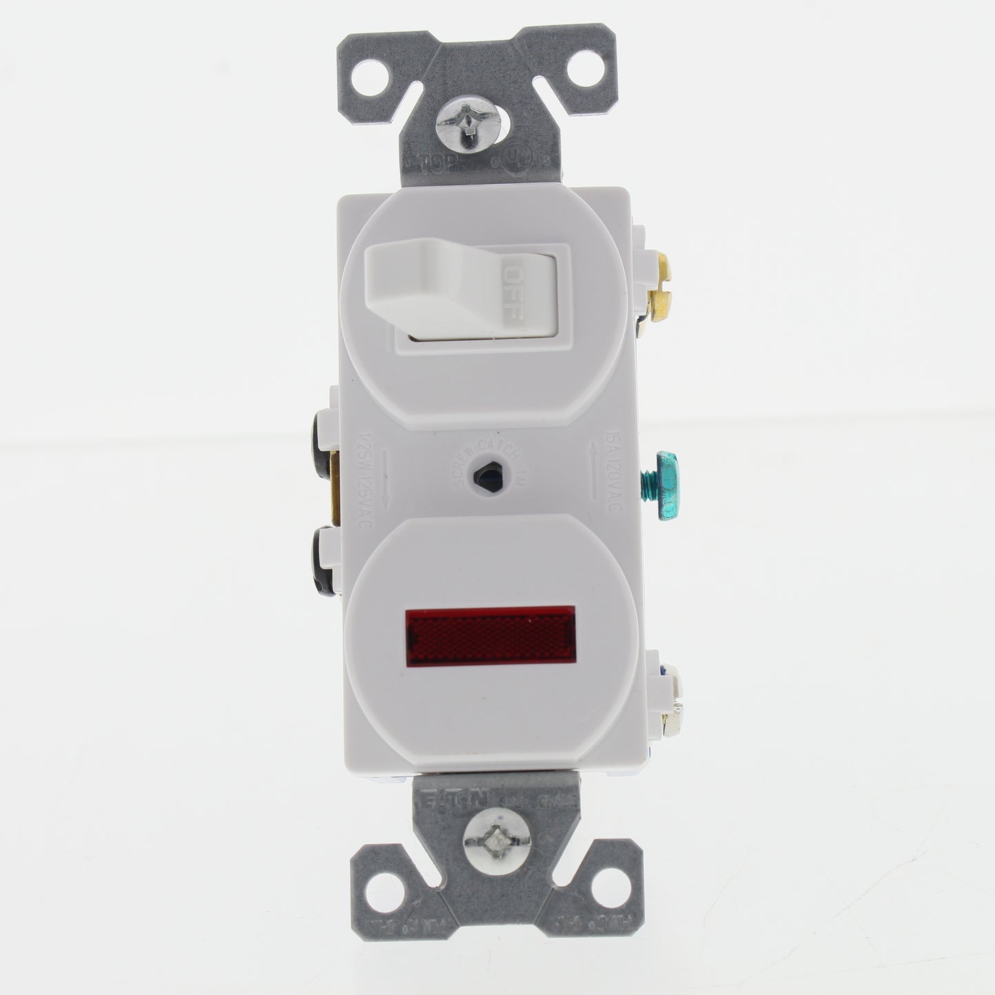 Eaton #277W White Pilot Light Toggle Wall Switch Single Pole 15A 120V Boxed