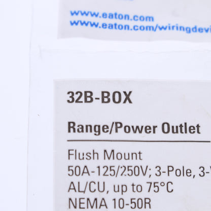 Eaton 32B Range Outlet 50A Receptacle Stove Oven NEMA 10-50R 125/250V Bag