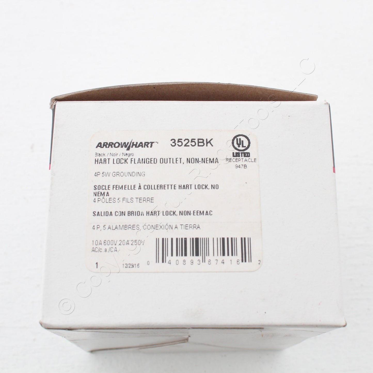 Eaton Black Twist Lock Non-Nema Flanged Outlet Receptacle 10/20A 250/600V 3525BK
