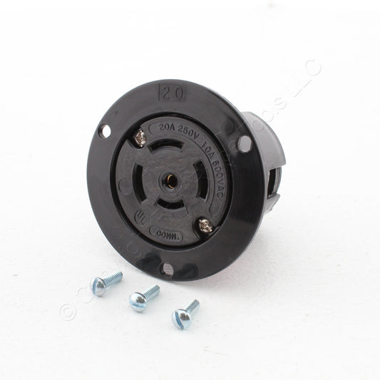Eaton Black Twist Lock Non-Nema Flanged Outlet Receptacle 10/20A 250/600V 3525BK