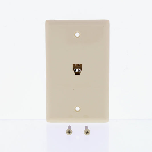 Eaton 3532-4V Ivory 1-Gang Telephone Jack Thermoplastic Standard Wallplate Cover