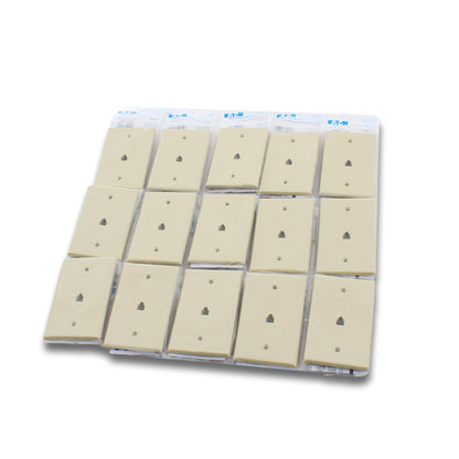Eaton 3533-4V Ivory 1-Gang Phone Jack Unbreakable Mid-Size Wallplate Cover 15pcs