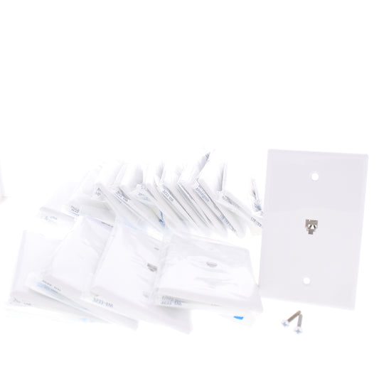 Eaton 3533-4W White 1-Gang Phone Jack Unbreakable Mid-Size Wallplate Cover 15pcs