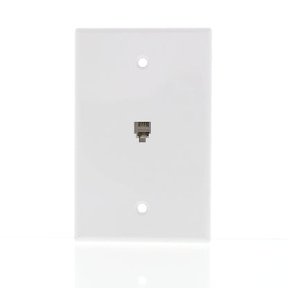 Eaton White Mid-Size Flush Mount 4-Conductor Telephone Jack Wallplate 3533-4W