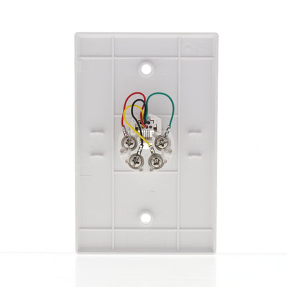 Eaton White Mid-Size Flush Mount 4-Conductor Telephone Jack Wallplate 3533-4W