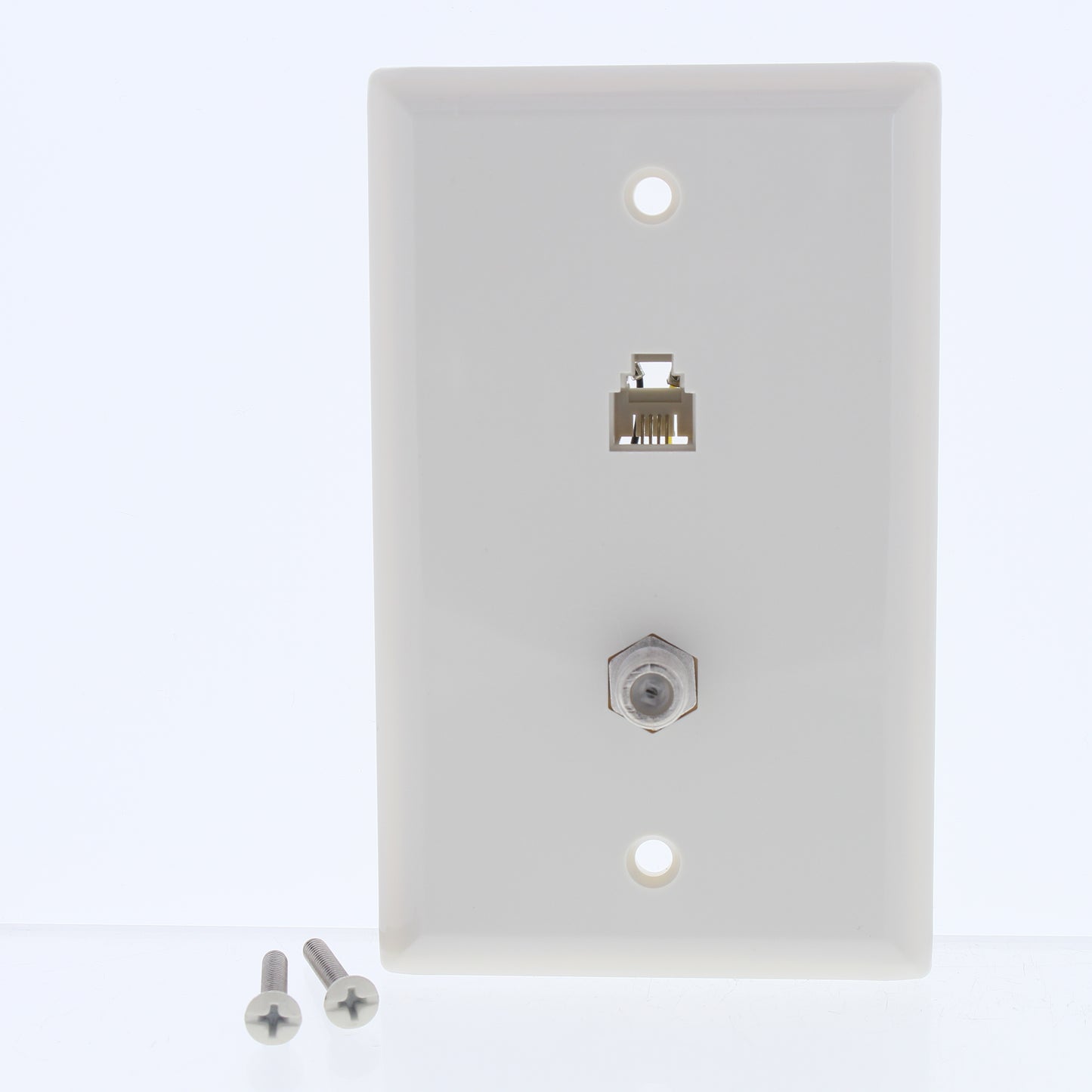Eaton 3535-4LA Lt Almond 1-Gang Phone Jack, 1-F-Connector Nylon Wallplate Cover