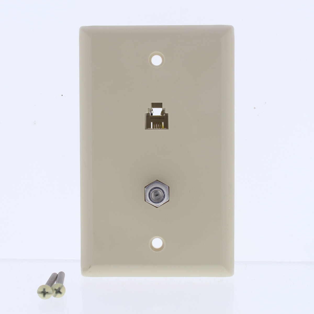 Eaton 3535-4V Ivory 1-Gang Telephone Jack Coaxial Nylon Standard Wallplate Cover