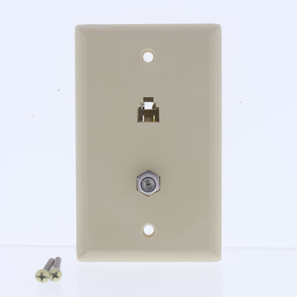 Eaton 3535-4V Ivory 1-Gang Telephone Jack Coaxial Nylon Standard Wallplate Cover