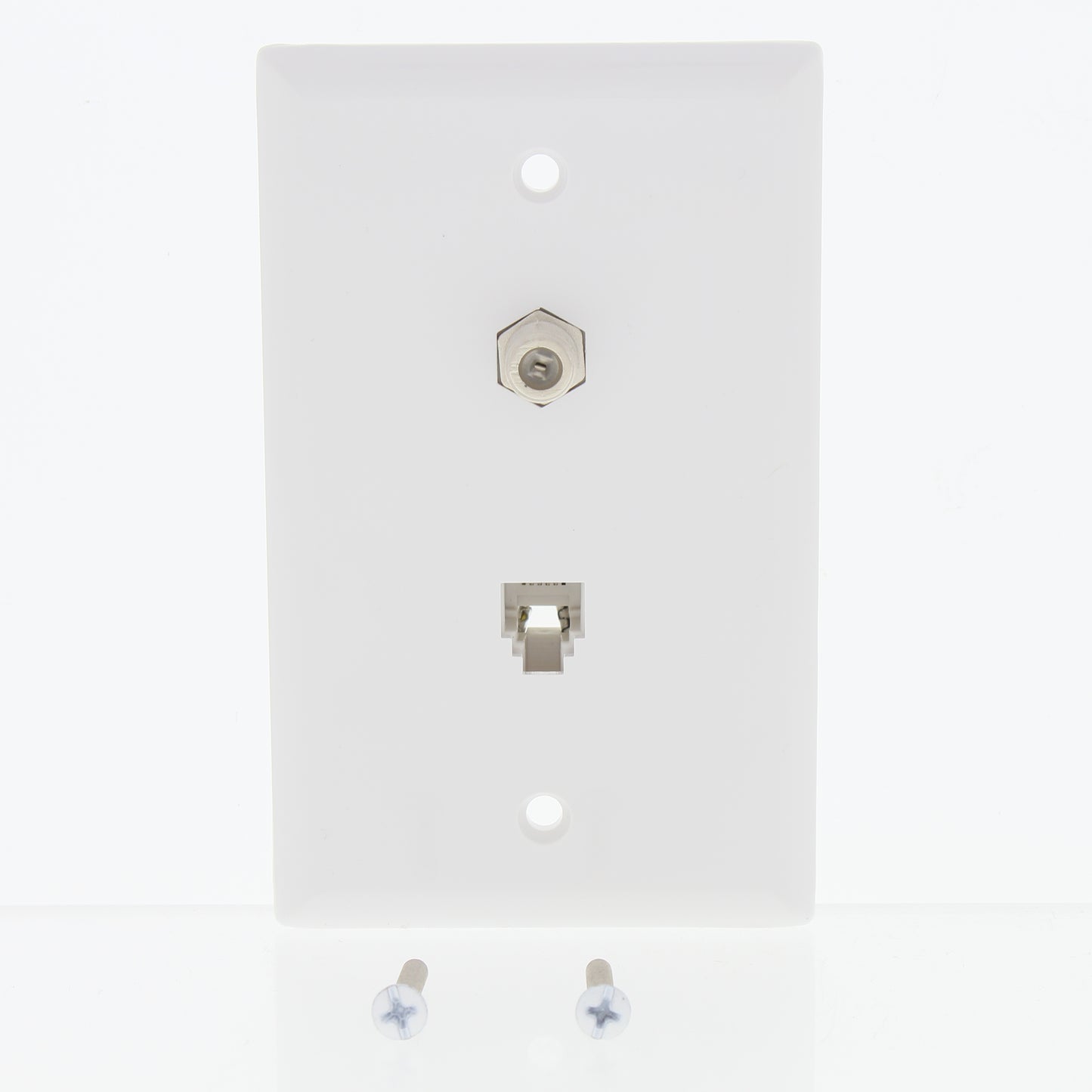 Eaton White 4-Wire Telephone Phone Jack Coaxial Cable Standard Wallplate 3535-4W