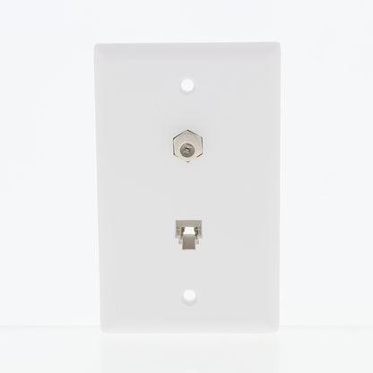 Eaton White 4-Wire Telephone Phone Jack Coaxial Cable Standard Wallplate 3535-4W